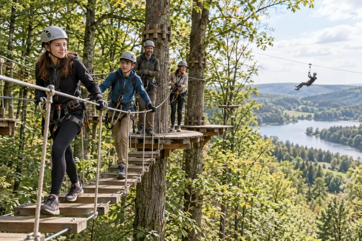 Pure Aventure en forêt avec parcours accrobranche et tyrolienne