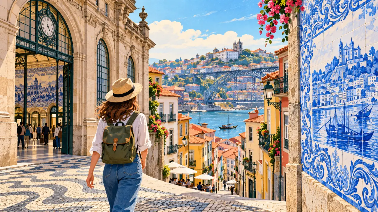 Rue colorée de Porto avec des azulejos et des façades anciennes