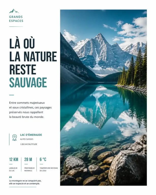 Lac de montagne turquoise lors d'un road trip dans les Alpes