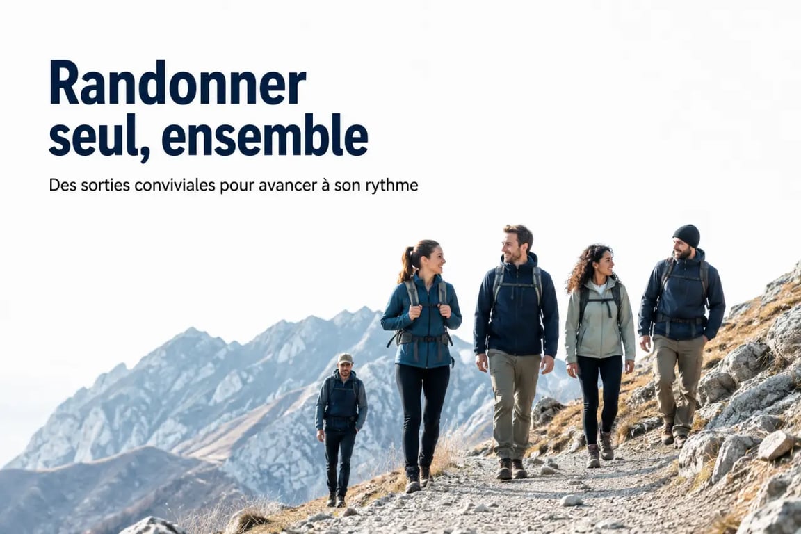 Randonnées pour personnes seules : petit groupe de marcheurs solos sur un sentier de montagne convivial