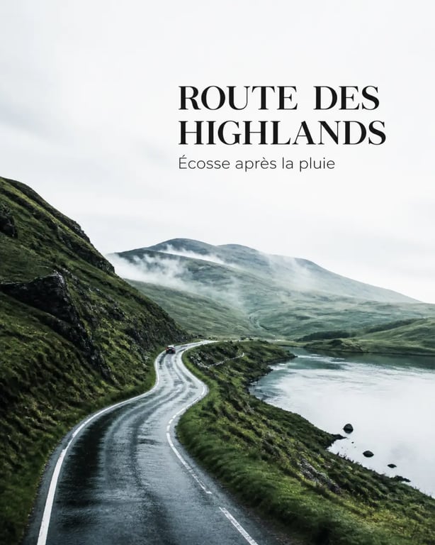 Blog voyage Écosse : route sinueuse dans les Highlands avec loch et brume