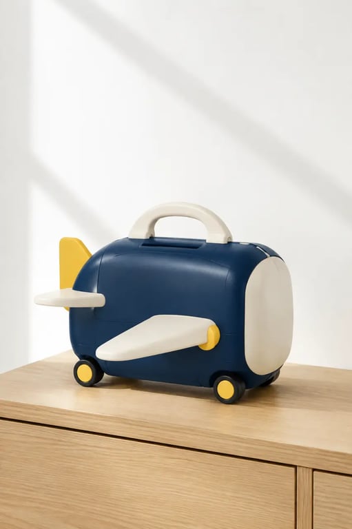 Tirelire pour voyage colorée pour enfant sur un bureau