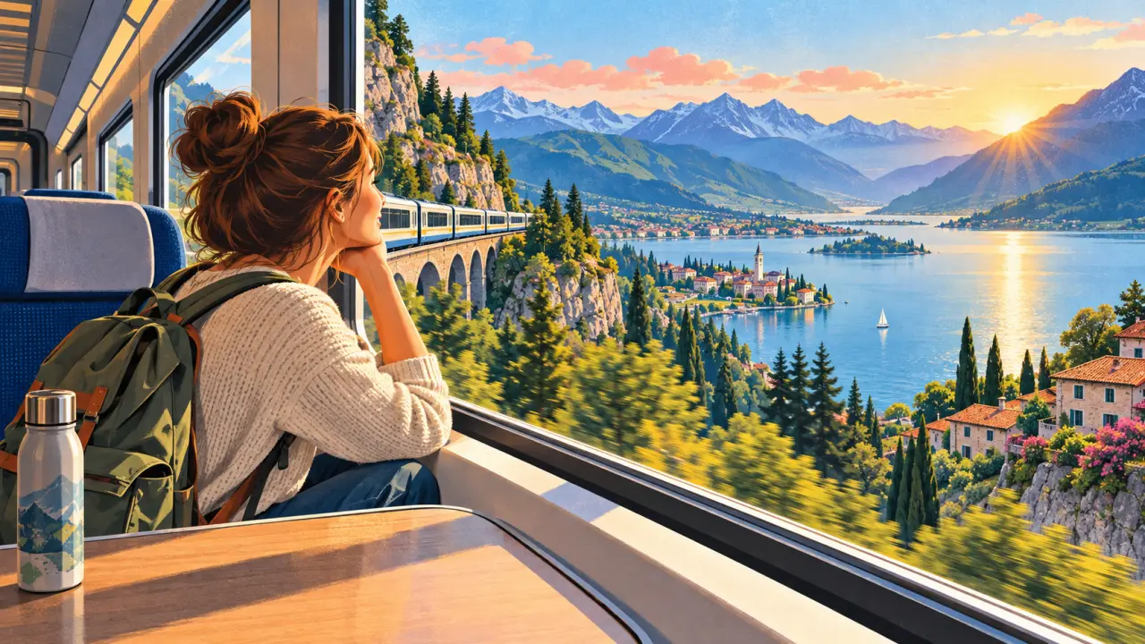 Paysage traversé par un train lors d'une micro-aventure ferroviaire