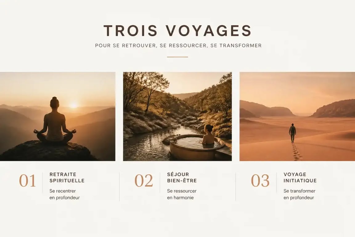Voyage de développement personnel : retraite spirituelle, séjour bien-être et voyage initiatique comparés